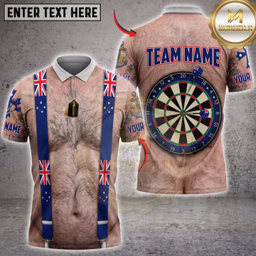 Maxcorners Darts UK Flag Suspenders White Collar Dartboard Personalized Name 3D Unisex Shirt