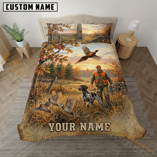 Maxcorners Pheasant Hunting Open Field Hunter Bedding Set 3D Print Custom Name