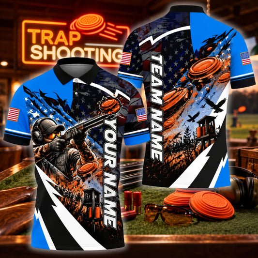 ( 6 Colors ) Maxcorners Trap Clay Shooting Skull Marksman & Flying Clay Targets Multicolor Customized Name, Team Name 3D Shirts