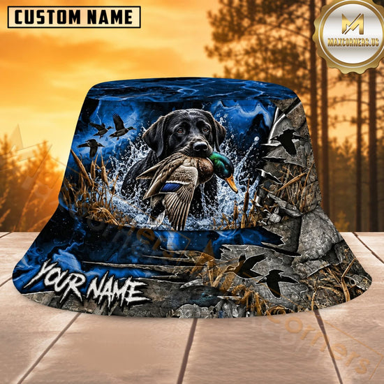 Maxcorners Deer Hunting Blue Forest Antler Personalized Name 3D Bucket Hat