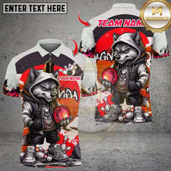 Maxcorners Cool StreetStyle Wolf With Bowling Multicolor Customized Name, Team Name 3D Shirts