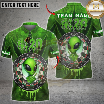 Maxcorners Darts 420 Alien Middle Finger Cannabis Leaf Personalized Name 3D Unisex Shirt