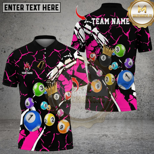 Maxcorners 8 Ball Billiard Design Multicolor Customized Name, Team Name 3D Shirts