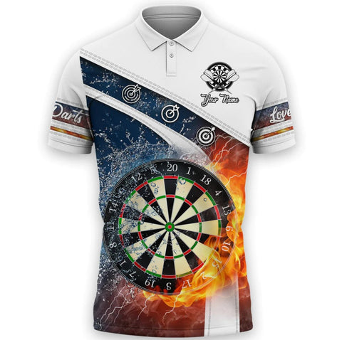 Maxcorners Dart Personalized 3D All Over Printed Fire And Water White Shirt