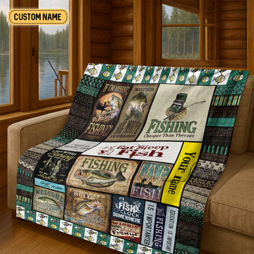 Maxcorners Eat Sleep Fish Custom Name Blanket, Fishing Blanket, Gift For Fishing Lover, Presents For Fishermen LM0201