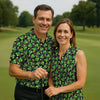 Maxcorners St Patrick's Day Beer Golf Ball Pattern Shamrock Golf Shirt, Women's Golf Tops, Ladies Golf Polos