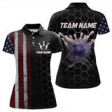 Maxcorners Custom American Bowling Polo Shirt Patriotic Bowling Jersey for Men Women