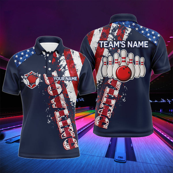 Maxcorners Patriotic Bowling American Flag Customized Name And Team Name 3D Shirt