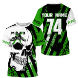 Skull MotoX jersey custom number motocross UV protective green dirt bike racing motorcycle racewear