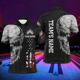 Maxcorners Bowling Skull Patriotic Customized Name And Team Name 3D Shirt