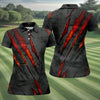 Maxcorners Red Claw Marks Hawaiian Golf Shirt, Scratch Print Women's Golf Tops, Ladies Golf Shirts LM1507
