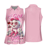 Maxcorners Just A Girl Who Loves Golf And Wine Custom Womens Golf Polo Shirt, Womens Golf Gifts