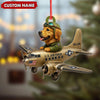 Maxcorners Personalized Dog Pilot Christmas Ornament And Keychain, Custom Name U.S. Air Force Airplane, Military Dog Lover Tree Decor Gift