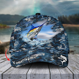 Maxcorners Blue Marlin Fishing Camouflage Customized Name 3D Cap