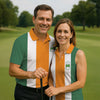 Maxcorners Green Orange White Vertical Stripes St Patrick's Day Golf Shirt, Women's Golf Tops, Ladies Golf Shirts