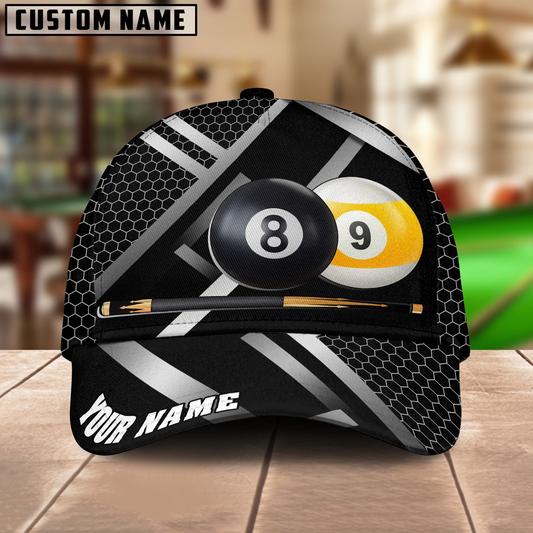 Maxcorners Billiards Metalic Style Multicolor Personalized Name 3D Cap