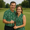 Maxcorners Stick Figure Golf Pose Shamrock Golf Shirt, St Patrick's Day Ladies Golf Polos, Golf Shirt For Women