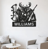 Maxcorners Personalized Deer Hunting Metal Sign WITH LED/WITHOUT LED – Bow & Rifle Wall Decor for Hunters LM0110