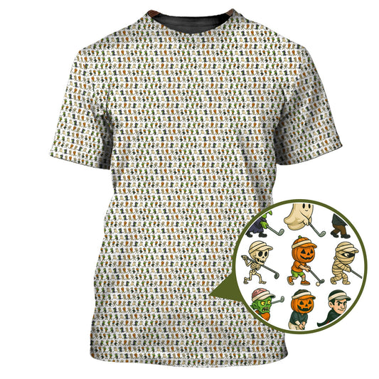 Maxcorners Crazy Pattern Golf Shirt, Halloween Golf Shirt For Men, Funny Golf Shirt, Golf Gift For Golfer