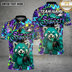 Maxcorners Street Life Raccoon Bowling Neon Splash Multioptions Personalized Name, Team Name Unisex 3D Shirt (4 Colors)