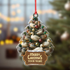 Maxcorners Funny Duck Christmas Tree Acrylic Ornament â€“ Personalized Hunting Gift, Mallard Duck Lover Decoration, Rustic Country Holiday Decor