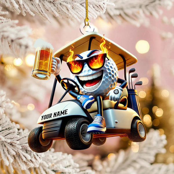 Maxcorners Golf Beer Custom Acrylic Ornaments, Golf Christmas Ornaments, Christmas Golf Gift