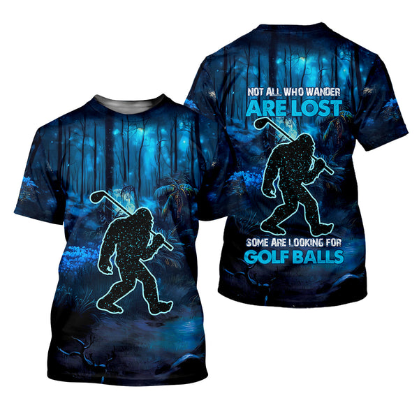 Maxcorners Not All Who Wander Are Lost Bigfoot Men's Golf Polo Shirt, Funny Golf Shirt, Dad Golf Gift