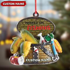 Maxcorners Custom Fishing Ornament - Personalized Hooked on Fishing Christmas Decoration LM0411