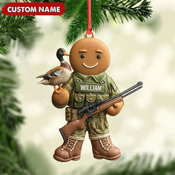 Maxcorners Personalized Hunter Gingerbread Christmas Ornament - Funny Acrylic Holiday Decor Gift LM0411