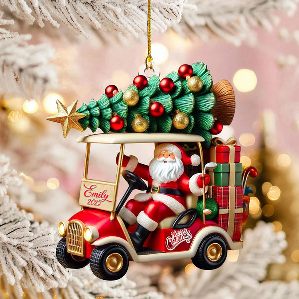 Maxcorners Santa Claus Golf Cart Xmas Decorations, Golf Christmas Ornament, Golf Gift Idea, Christmas Golf Gift