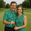 Maxcorners Stick Figure Golf Pose St Patrick's Day Shamrock Green Golf Shirt, Women's Golf Tops, Ladies Golf Polos