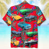 Maxcorners Custom Classic Car Photo Hawaiian Shirt, Purple Parrot Seamless Pattern, Gift For Car Lovers