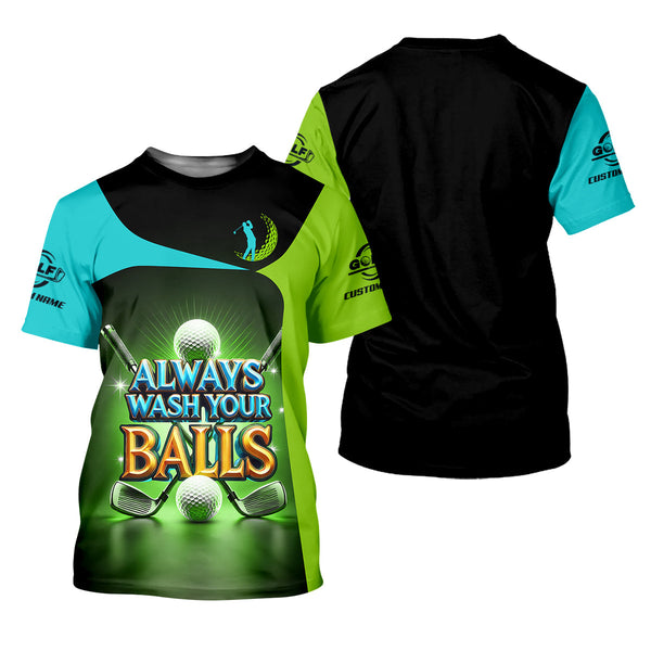 Maxcorners Always Wash Your Balls Custom Golf Polo Shirt, Funny Golf Shirt, Mens Golf Gift