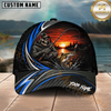 Maxcorners Fishing Skull Angler Blue Wave Personalized 3D Cap