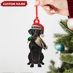 Maxcorners Personalized Hunting Dog Christmas Ornament with Duck - Custom Name Lab Retriever Holiday Decor LM0411