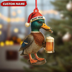 Maxcorners Personalized Mallard Duck Christmas Acrylic Ornament Custom Name Holiday Decor for Hunters & Nature Lovers LM0110