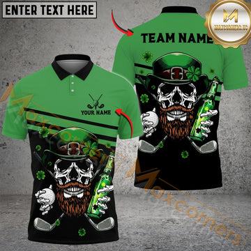 Maxcorner Lucky Golf Skull Beer Shirt Customized Name, Team Name Shirts