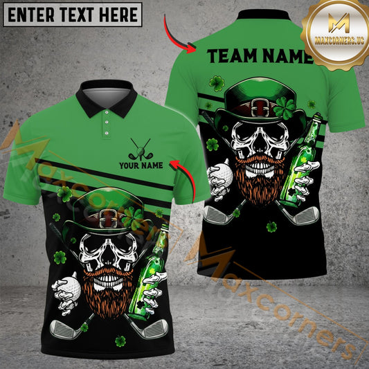 Maxcorner Lucky Golf Skull Beer Shirt Customized Name, Team Name Shirts