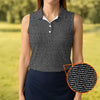 Maxcorners Black Text Pattern Golf Polo Shirt, Women’s Golf Apparel, Golf Shirts For Women LM1507