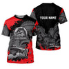 Maxcorners Black Red Bass Fishing Tournament Fishing Shirts, SPF Shirt For Men, Gift For Fisherman