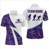 Maxcorners Blue Bowling Custom Men Bowling Shirt Polo & Quarter-Zip Bowling Team Jerseys LM064