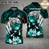 Maxcorners Bowling Shirt White Tiger Red Ball Fire Splash Personalized Name, Team Name 3D Shirt (4 Colors)
