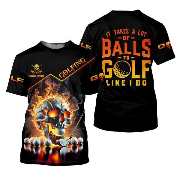 Maxcorners It Takes A Lot Of Balls To Golf Like I Do Custom Men's Golf Polo Shirt, Skull Golf Shirt, Funny Golf Shirt