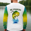 Maxcorners Personalized Christian Bass Fishing Shirt for Men, Be Fishers of Men UPF Fishing Shirt, Custom Name Fisherman Gift