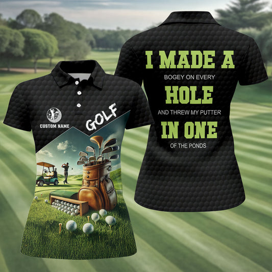 Maxcorners Custom Name Golf Course Club Bag Polo Shirt, Women’s Golf Polo, Golf Shirts For Women LM1507