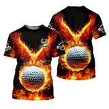 Maxcorners Fire Golf Ball Custom Men's Golf Polo Shirt, Golfing Apparel, Golf Gifts For Men