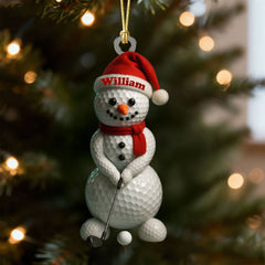 Maxcorners Golf Ball Snowman Acrylic Ornaments, Golf Christmas Gifts, Funny Golf Ball Golf Ornaments LM1611