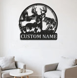 Maxcorners Personalized Deer, Fish & Duck Hunting Metal Sign WITH LED/WITHOUT LED, Rustic Wildlife Wall Decor for Cabin, Lodge, or Mancave LM0110