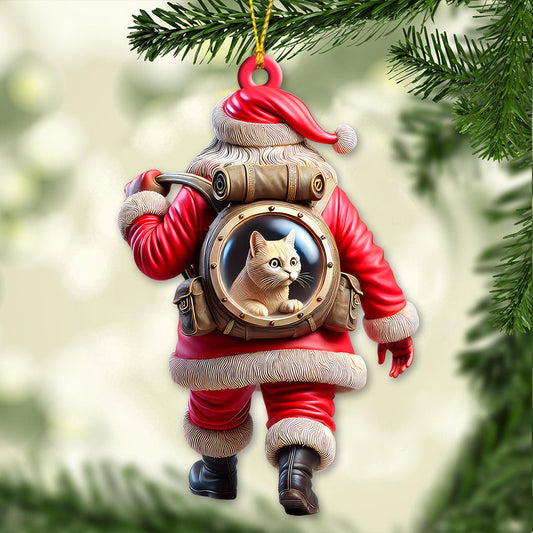 Maxcorners Custom Name Santa and Pet Ornament, Pet Lover Christmas Gift 2D Flat LM2111