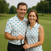 Maxcorners Grid Pattern Shamrock Golf Shirt, St Patrick's Day Women's Golf Tops, Ladies Golf Polos, Golf Shirt For Women